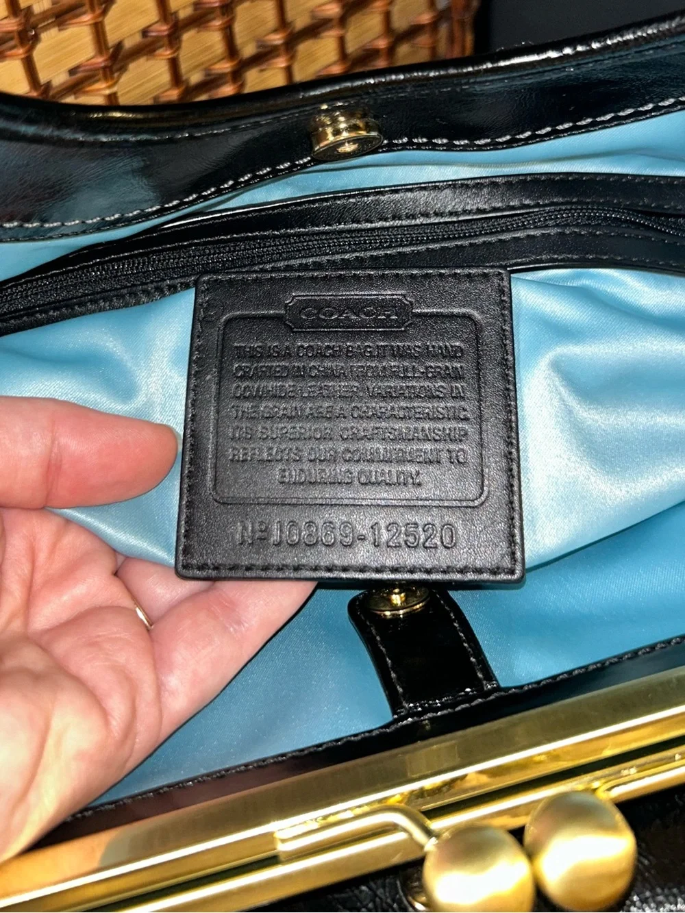 Coach 2008 Ergo Patent Leather Pleated Kisslock Satchel - Black - - Picture 11 of 16